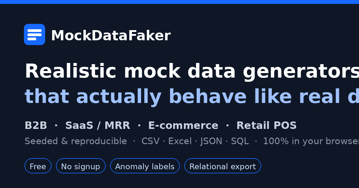 Realistic Mock Data Generator — B2B, SaaS, E-commerce & Retail POS ...